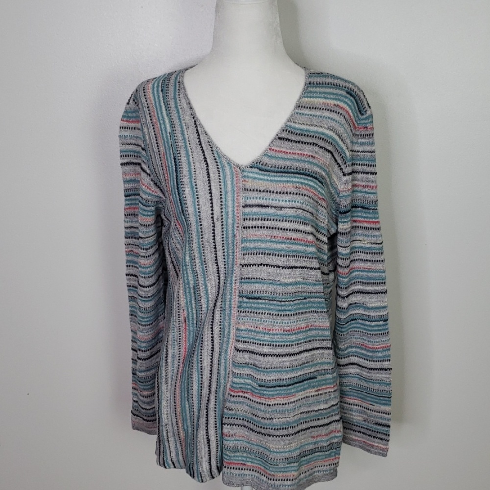 Nic+Zoe Multicolored Linen Blend Shirt Sz PS
